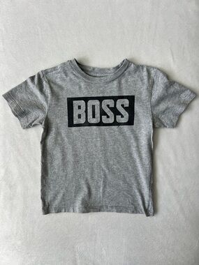 Place Boys Gray Tee with Black BOSS Logo